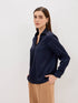 Andorra Front Pleat With Metallic Button Top-Navy