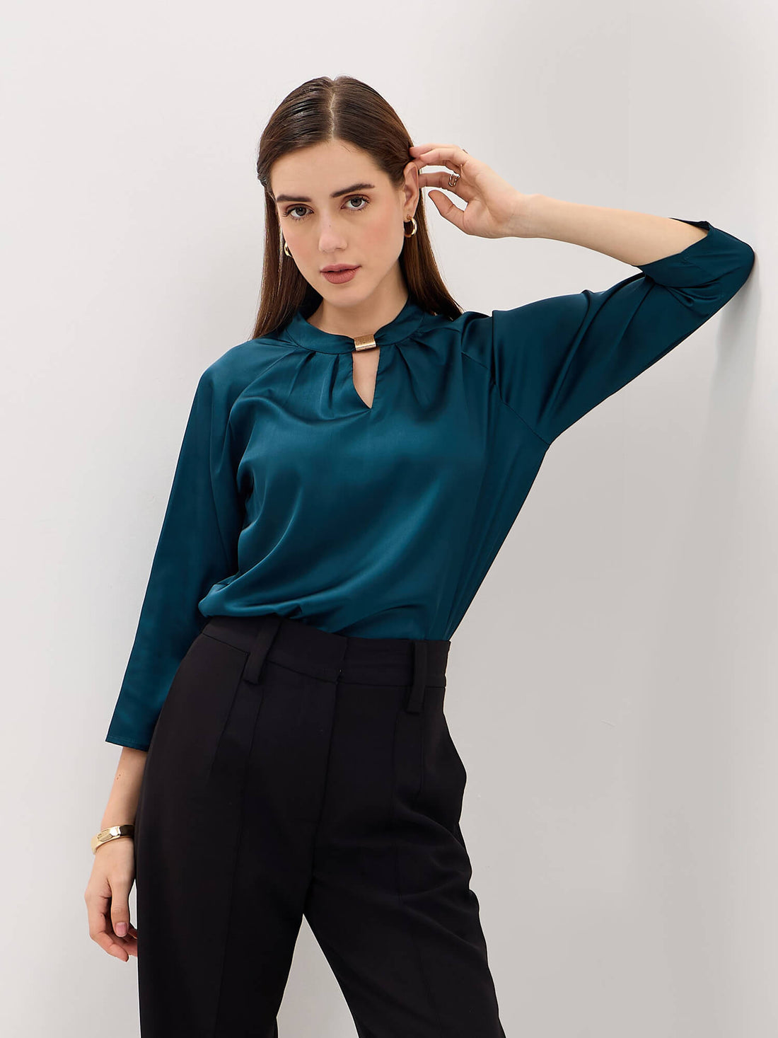 Sahara Trim Detail Top-Teal