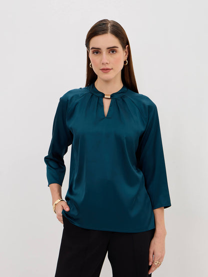 Sahara Trim Detail Top-Teal