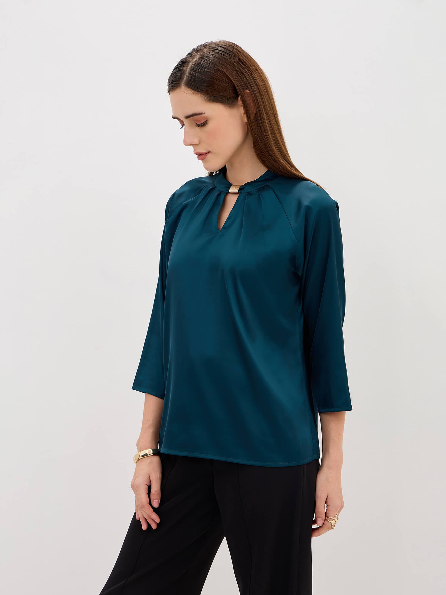 Sahara Trim Detail Top-Teal
