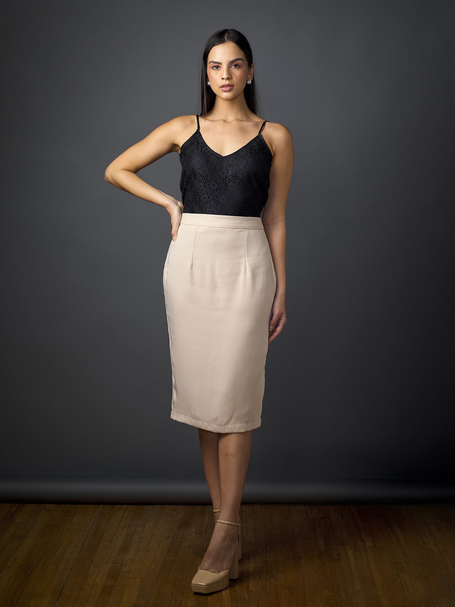 Ruth Longline Pencil Skirt-Ivory