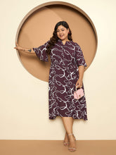 Mia Fit and Flared Belted Dress-Wine/White