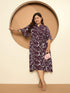 Mia Fit and Flared Belted Dress-Wine/White