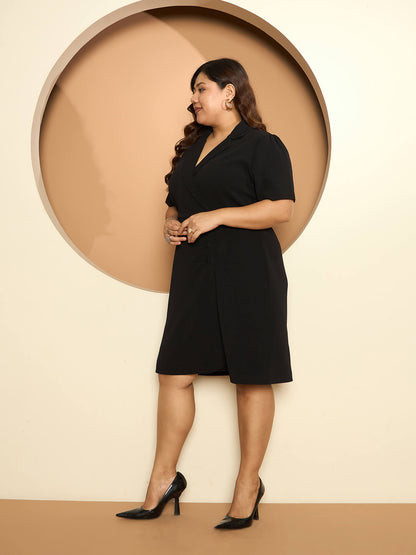 LB-Abigail Button Detail Blazer Dress-Black