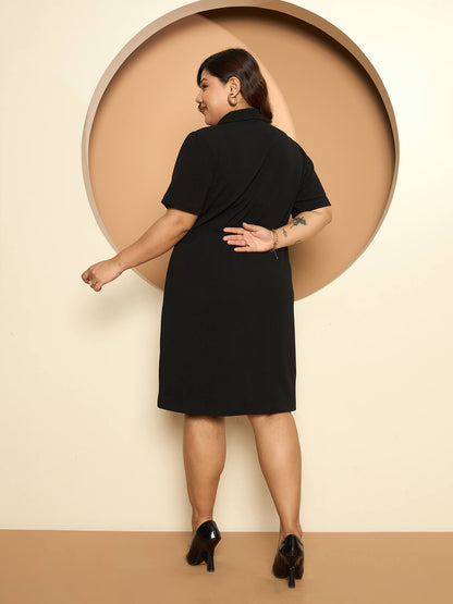 LB-Abigail Button Detail Blazer Dress-Black