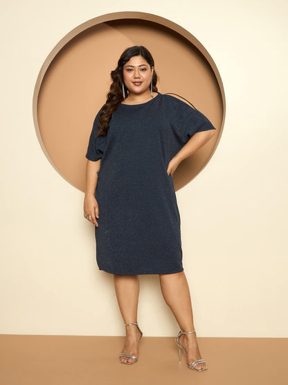 LB-Kiki Cold Shoulder Shift Dress-Navy