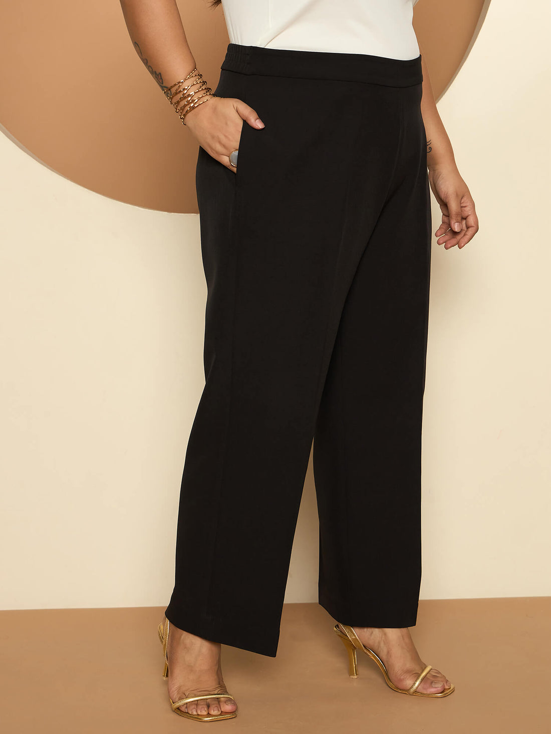 Blake Straight Fit Elasticated Waist Pants-Black