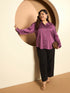 LB-Nicola Satin Button Down Shirt-Mauve Purple