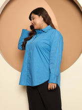 LB-Joyce Hi-Low Button Down Shirt-Light Blue