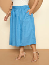 LB-Ophelia Flared Midi Length Skirt-Light Blue