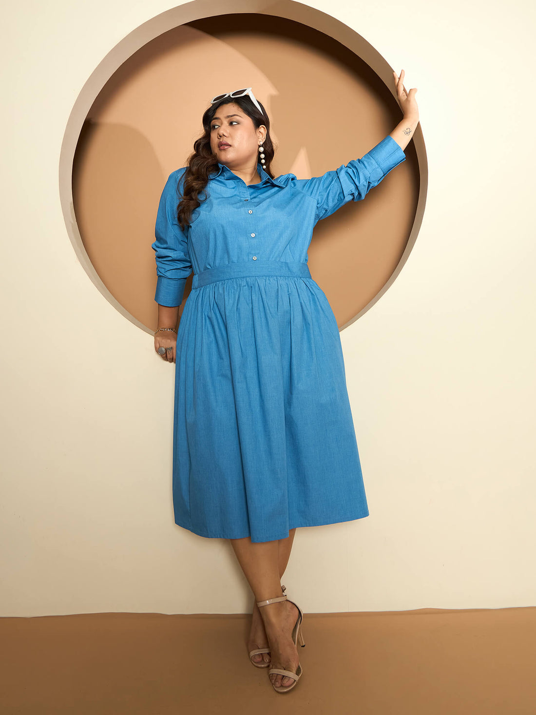 LB-Ophelia Flared Midi Length Skirt-Light Blue