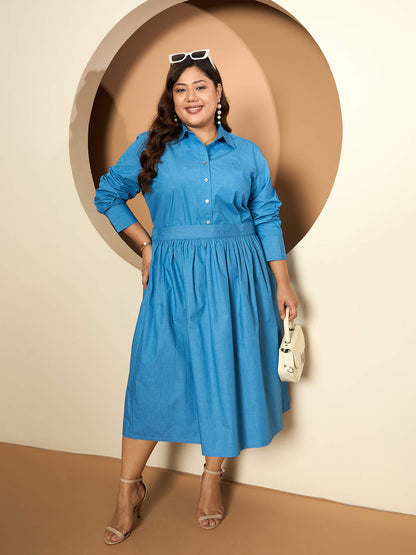 LB-Ophelia Flared Midi Length Skirt-Light Blue