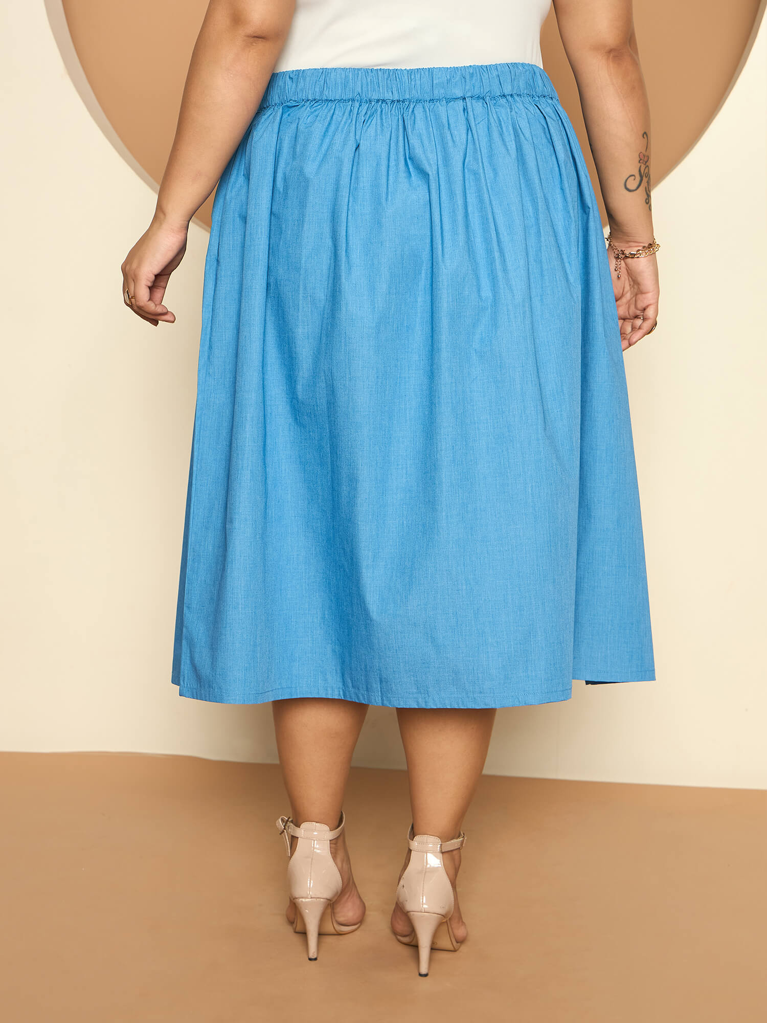 LB-Ophelia Flared Midi Length Skirt-Light Blue