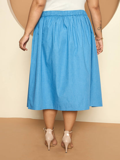 LB-Ophelia Flared Midi Length Skirt-Light Blue