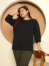LB-Felicia Puffed Sleeves Top-Black