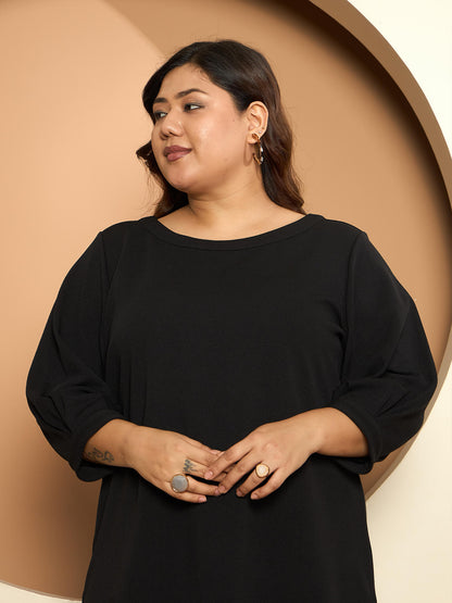 LB-Felicia Puffed Sleeves Top-Black