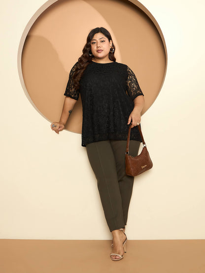 LB-Kara A-line Lace Top-Black