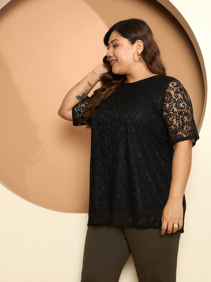 LB-Kara A-line Lace Top-Black