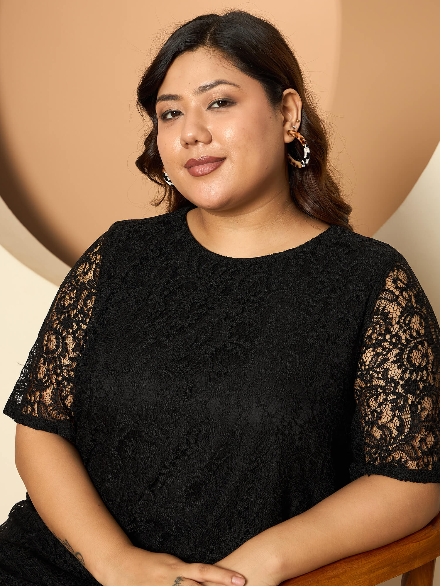 LB-Kara A-line Lace Top-Black