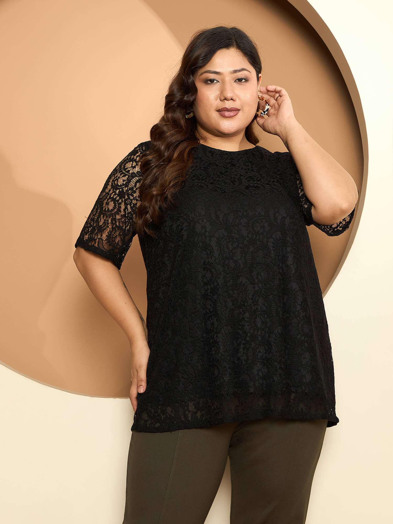 LB-Kara A-line Lace Top-Black