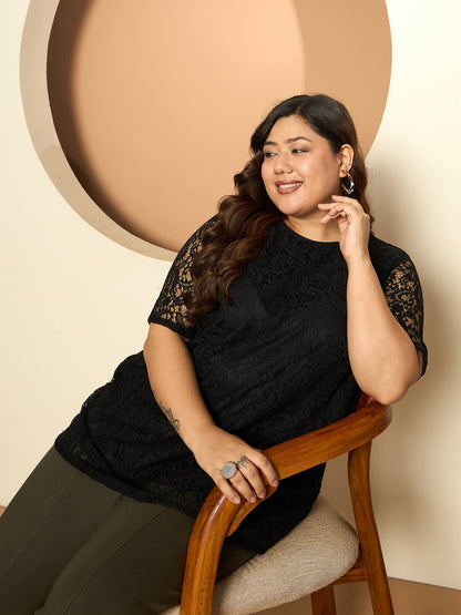 LB-Kara A-line Lace Top-Black