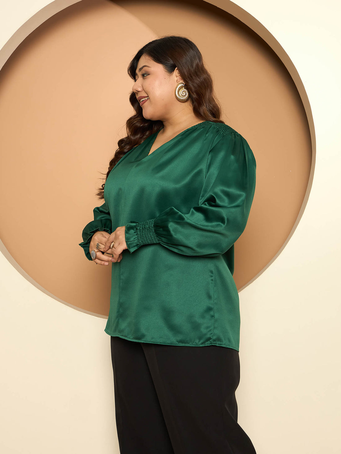 LB-Burry V-Neck Top-Emerald Green