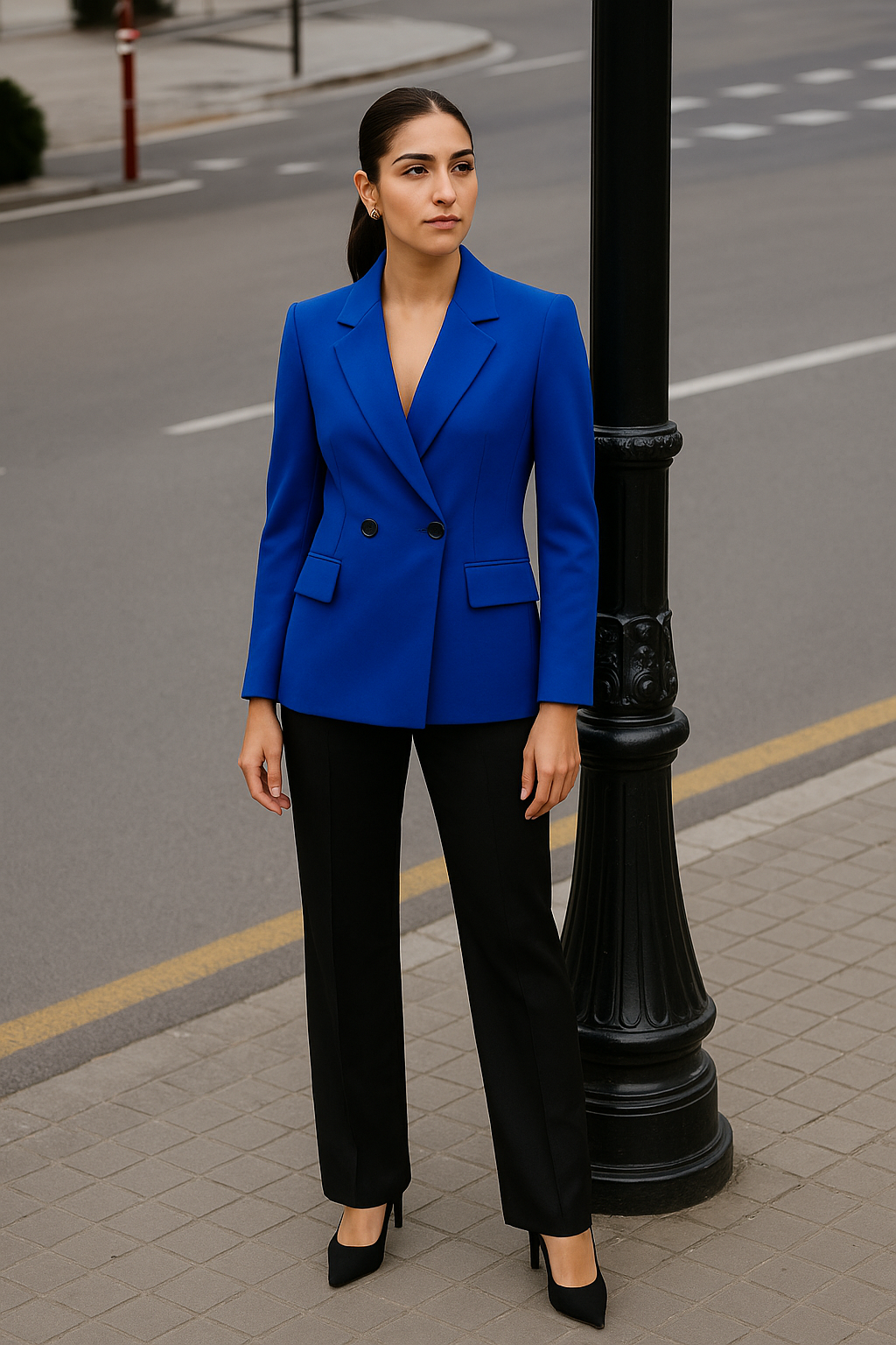 Dominant Double-Breasted Blazer - Electric Blue
