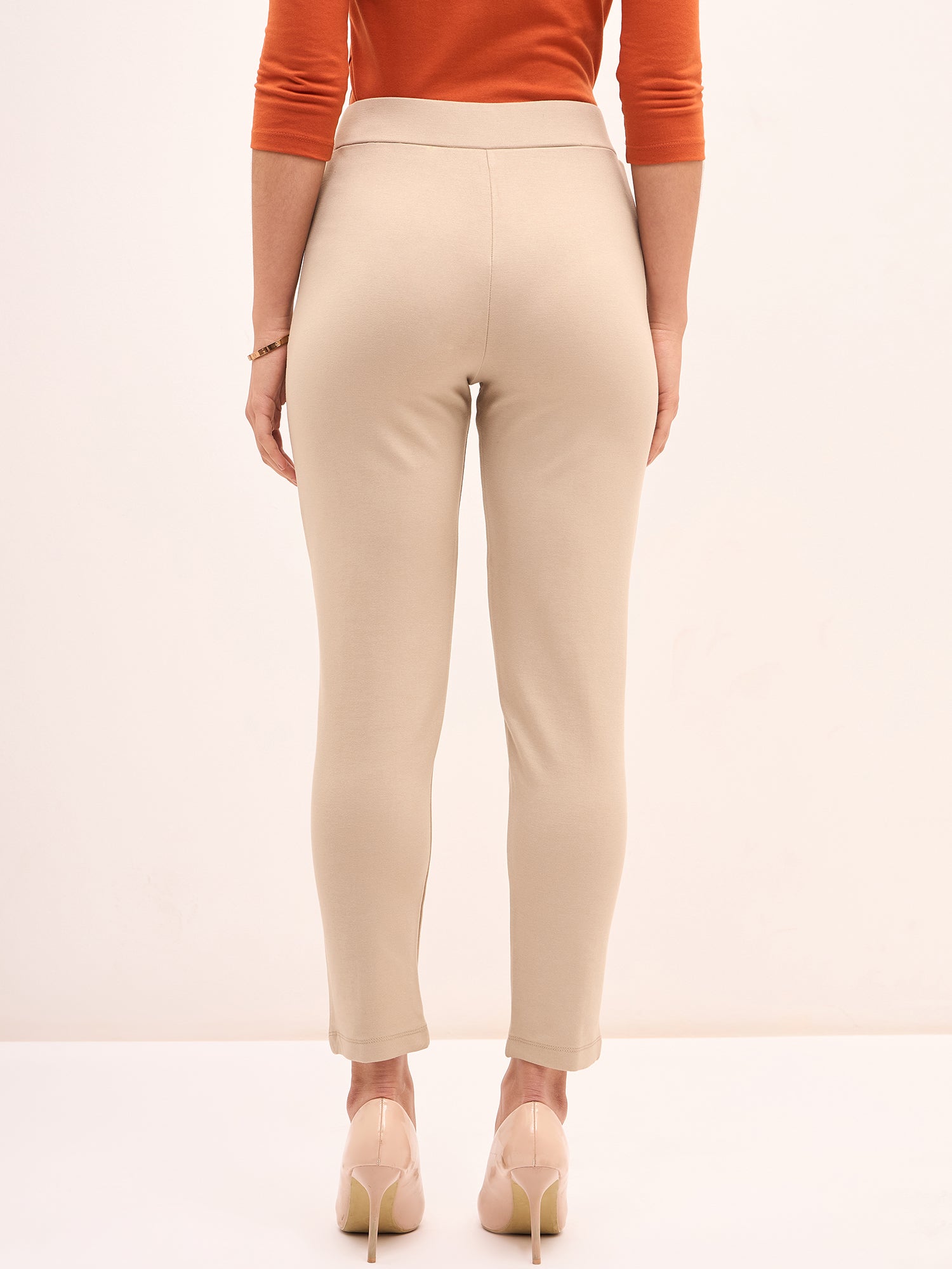 Buy Flex Pull On Slim Jeggings Beige Color Pants for Women SALT Attire