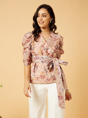 Paakhi Wrap Top Tropical Wrap Top-Peach