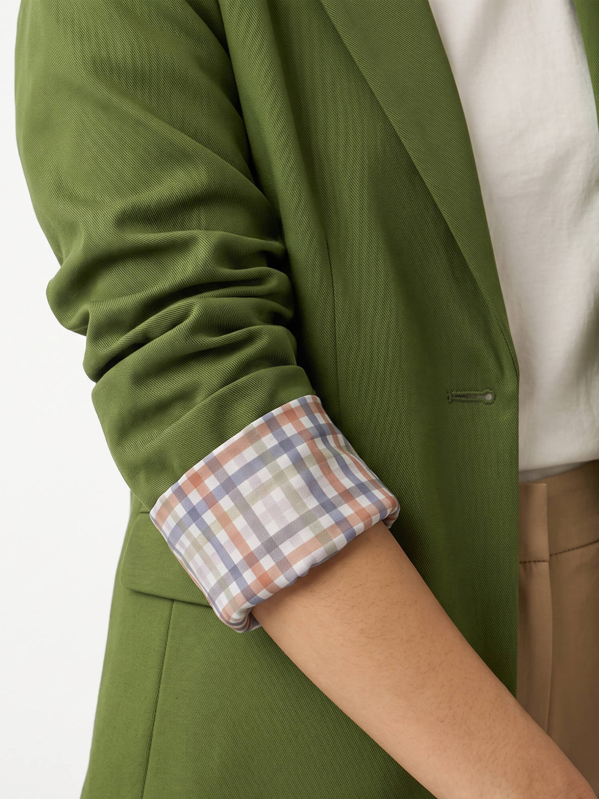 Meridian Contrast Lining Blazer-Forest Green