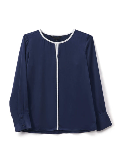 Agate Contrast Piping Top - Navy Blue