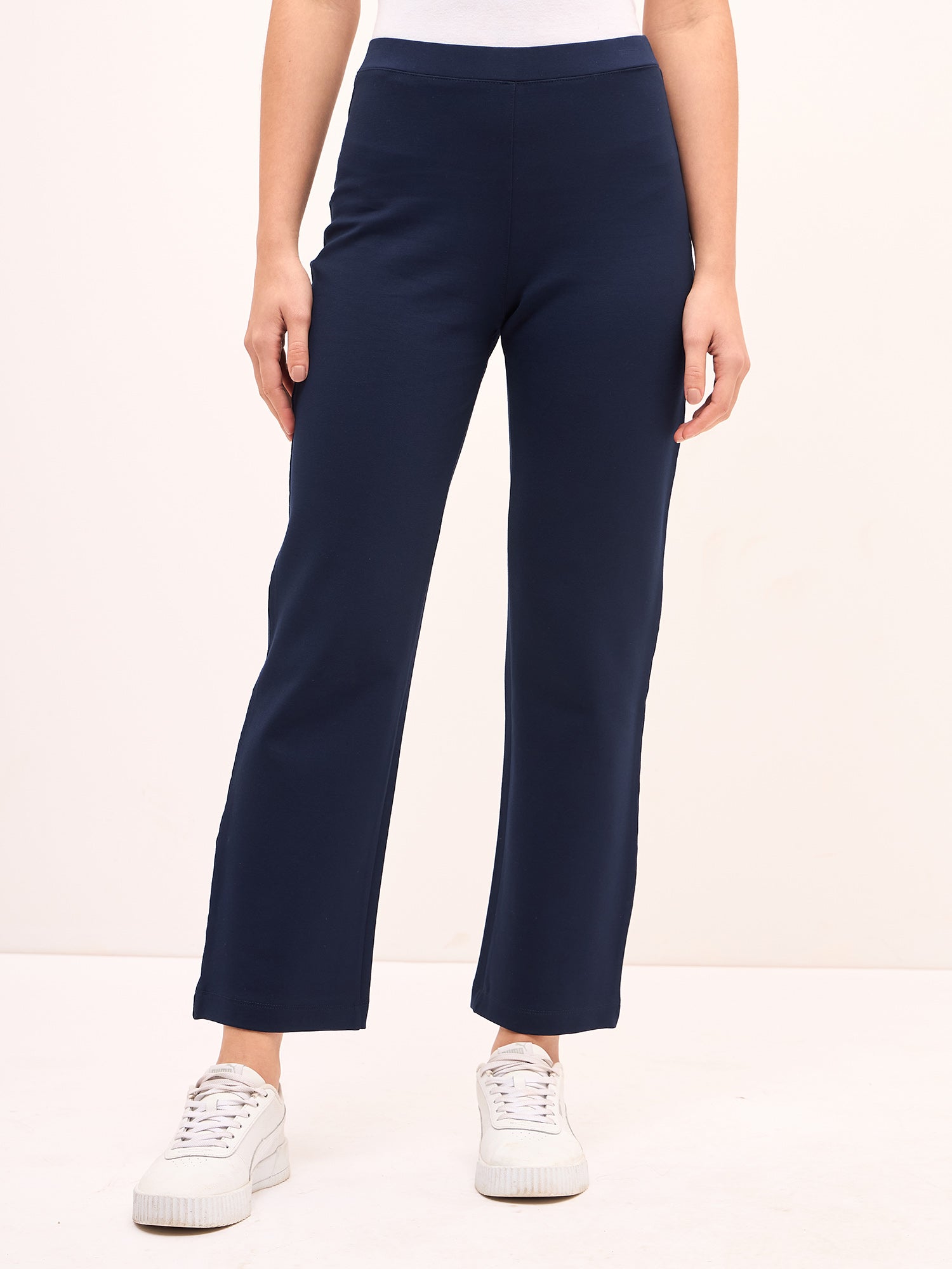 Airy-Navy Pull On Straight Jeggings - Navy