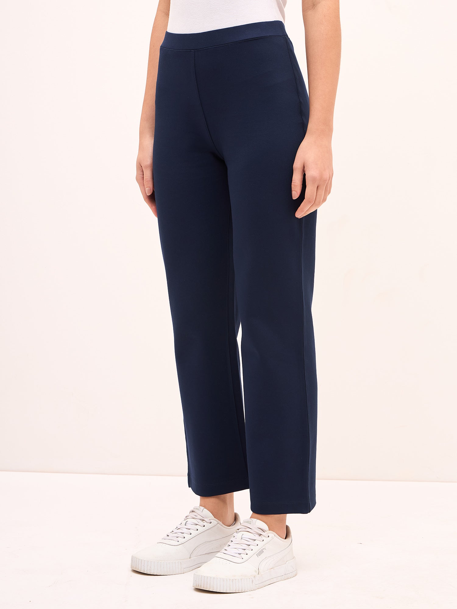 Airy-Navy Pull On Straight Jeggings - Navy