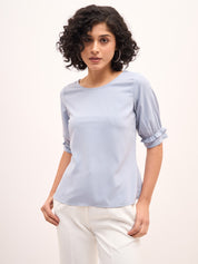 Arctic Ruffle Sleeves Top - Blue