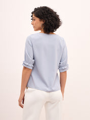 Arctic Ruffle Sleeves Top - Blue