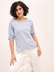 Arctic Ruffle Sleeves Top - Blue