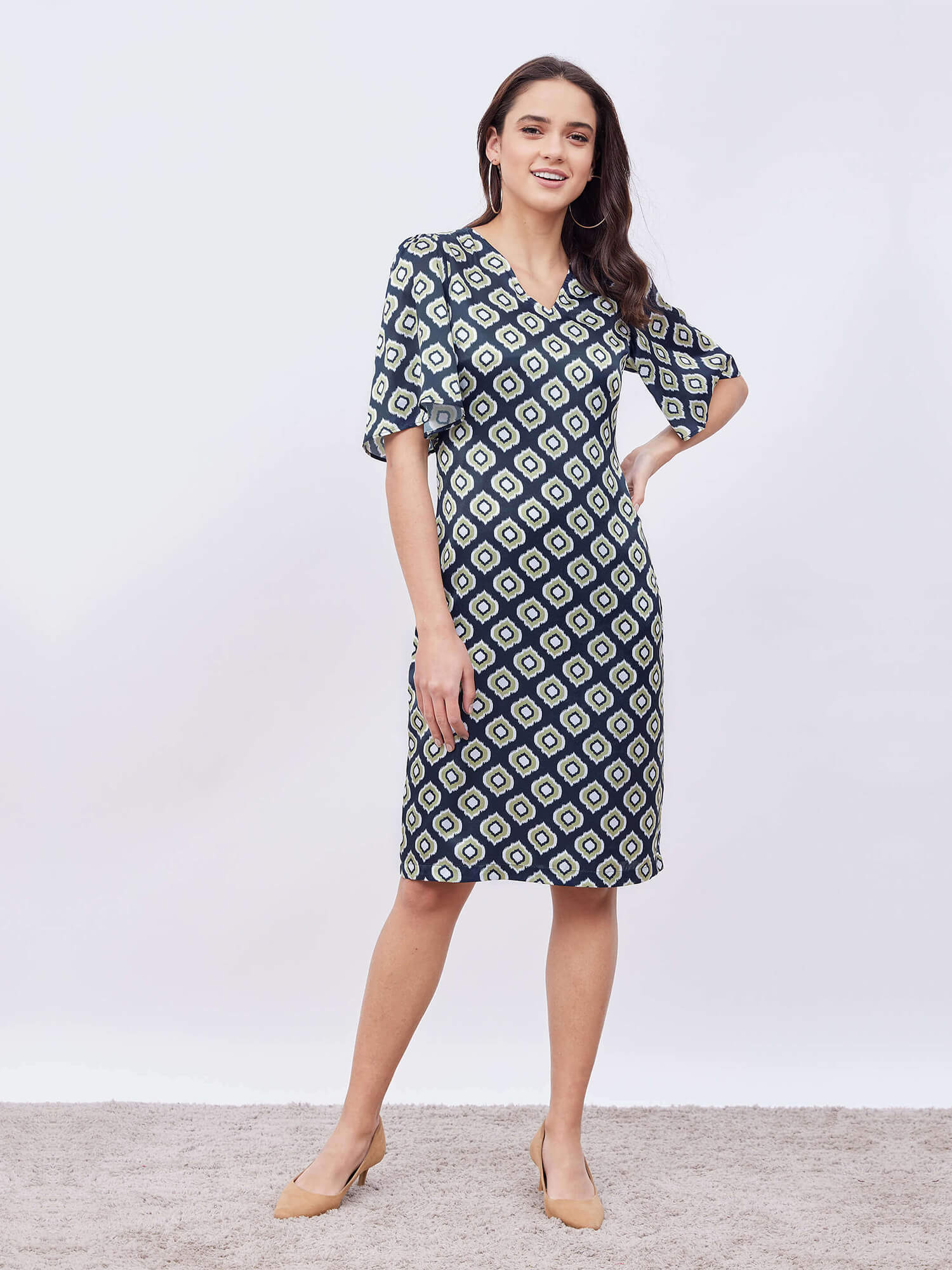 Auric Printed satin shift dress - Multicolor