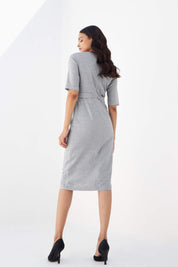 Misty Tab Detail Dress - Light Grey