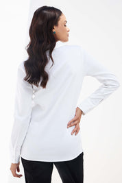 Allure-White Collared Long Top - White