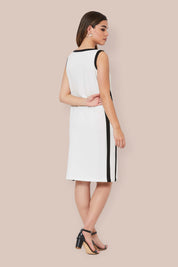 Urbane Contrast Patch Contour Dress - White