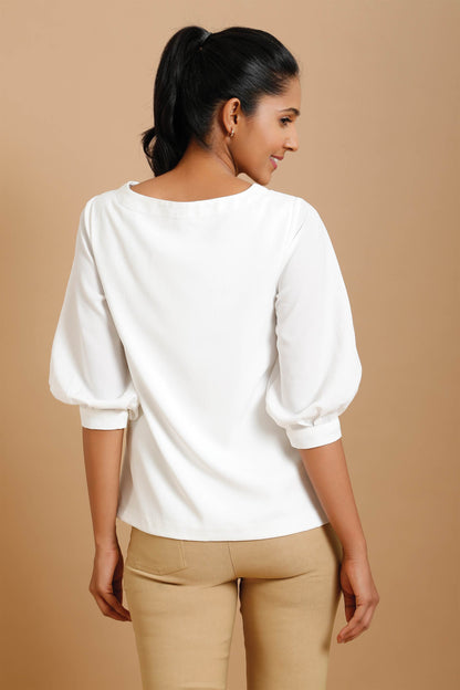 Coconut lantern sleeve top - White