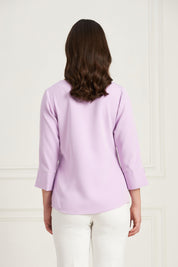 Majestic Contrast Piping Top - Lavender