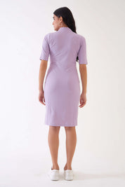 Meredith Embellished Rib Knit Dress - Lilac