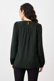 Appletini Gathered Yoke Top - Olive Green