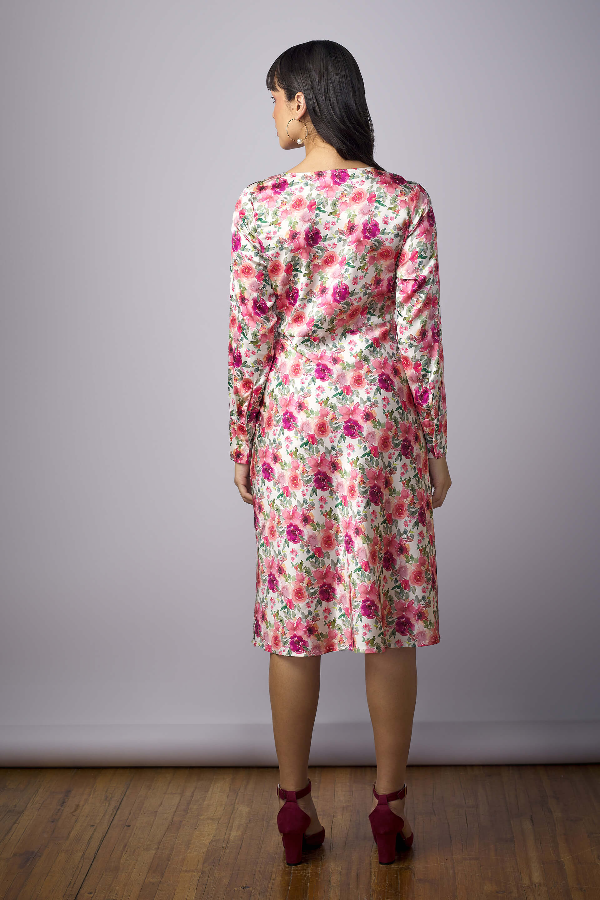 Meghan Floral Draped A-Line Dress - Multicolor - SALT Attire