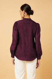 Falsa Stand Collar Tunic - Burgundy