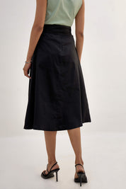 Esther Pleated A-Line Skirt - Black