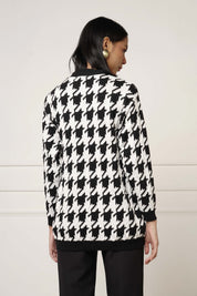 Bergen Houndstooth Knit Cardigan - Black/White