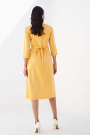 Pomelo Faux Wrap Dress - Yellow