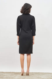 Lofty Collared Shift Dress - Black